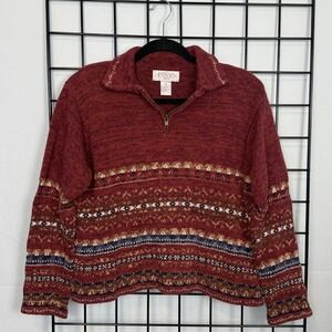 Vintage Casual Corner Annex Sweater Womens Medium Petite Maroon 90s Nordic
